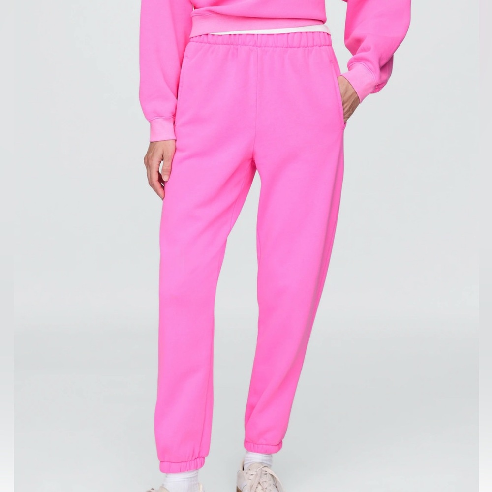 High Rise VintageSoft Boyfriend Joggers - Standout Pink - gently worn